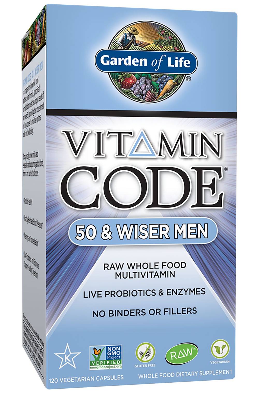 Garden of Life Vitamin Code Multivitamin Capsules For 50 & Wiser Men, Male (8 oz, 120 ct)