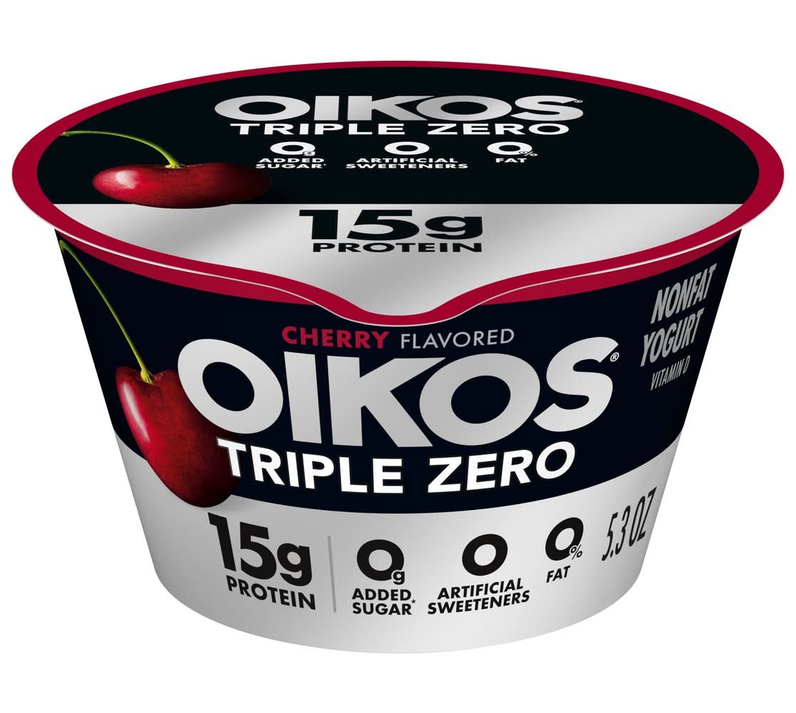 Oikos Triple Zero 0% Nonfat Cherry Flavor Blended Greek Yogurt (5.3 oz)