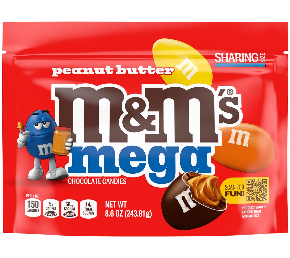 M&M's Mega Chocolate Candies, Peanut Butter (8.6 oz)