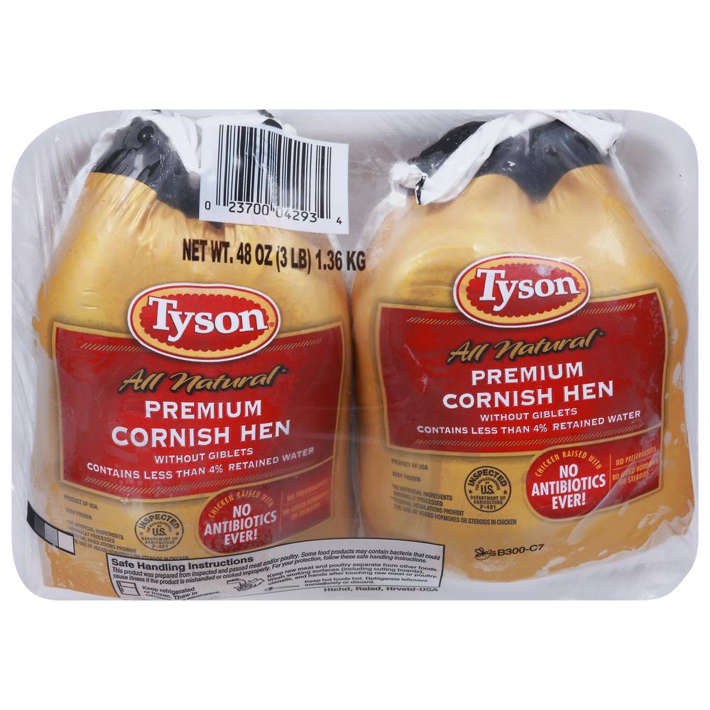 Tyson All Natural Premium Cornish Hen (3 lbs)