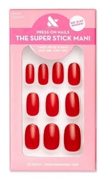 Olive & June The Super Stick Mani Press on Nails, Short, Cherry Red (32 ct)
