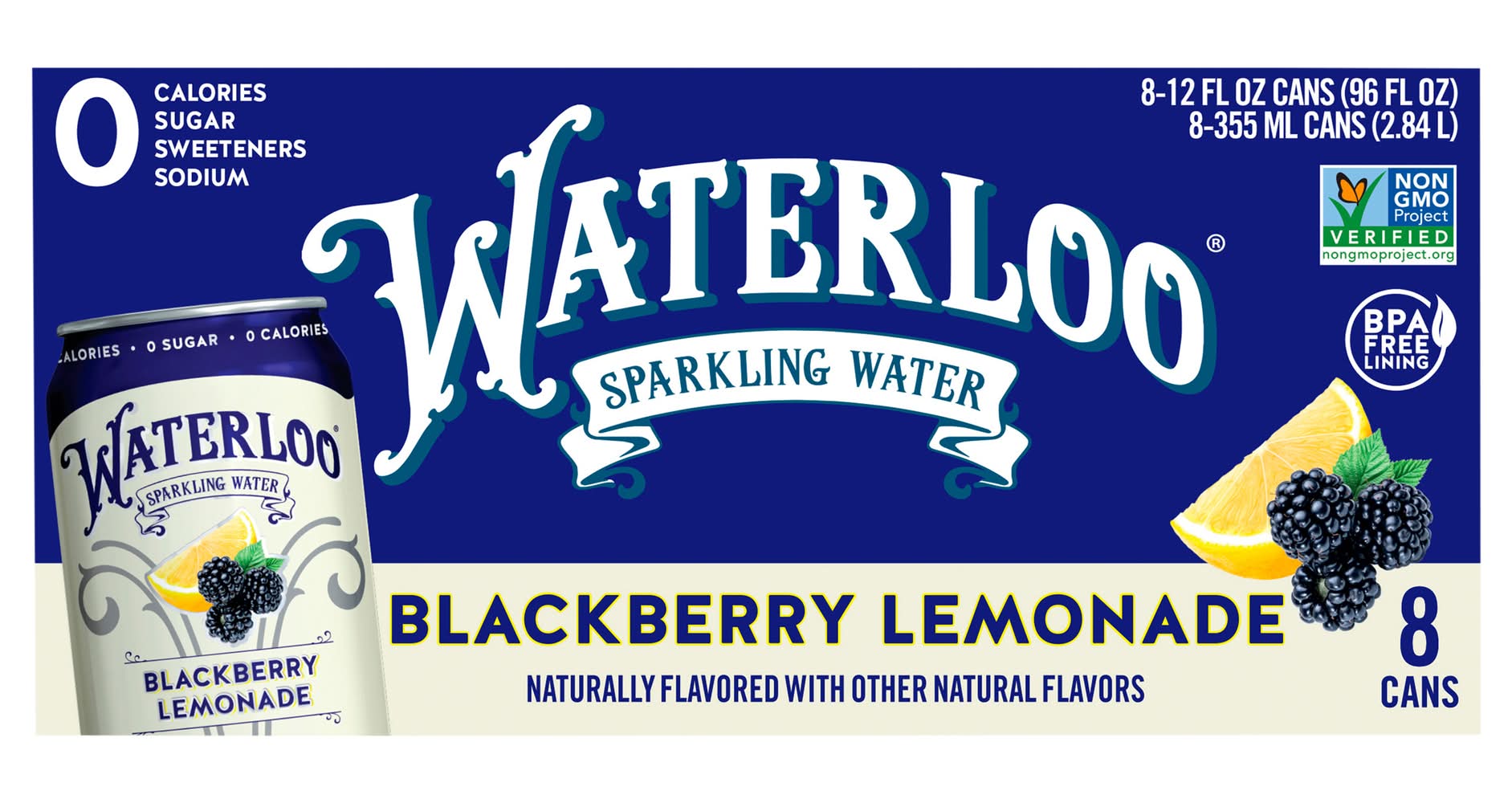 Waterloo Sparkling Water, Blackberry Lemonade (8 x 12 fl oz)