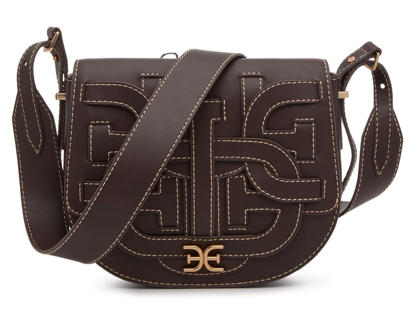 Sam Edelman Bay Leather Saddle Bag (Dark Brown One Size)