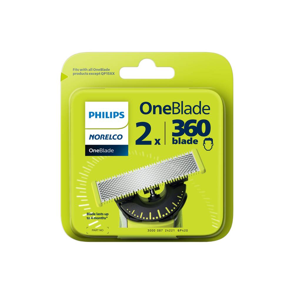 Philips Norelco Oneblade 360 Replacement Blade, 2 Ct