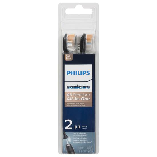 Philips A3 Premium All-In-One Soft Black Brush Heads (2 ct)