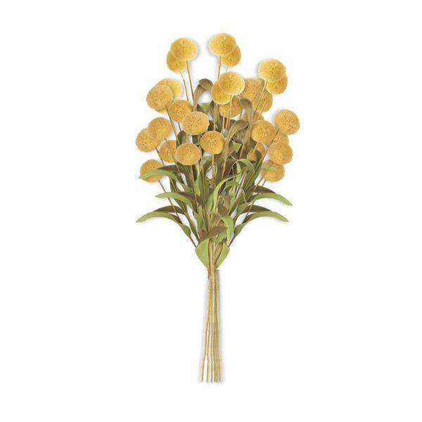 13" Yellow Pompom Pick with Green Leaves Bundle