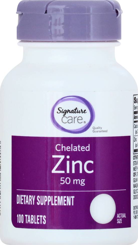 Signature Care Chelated Zinc 50 mg Tablets (100 ct)