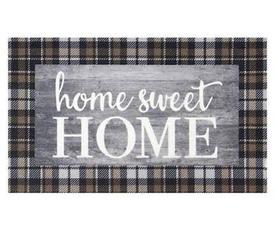 Home Sweet Home Brown Plaid Doormat