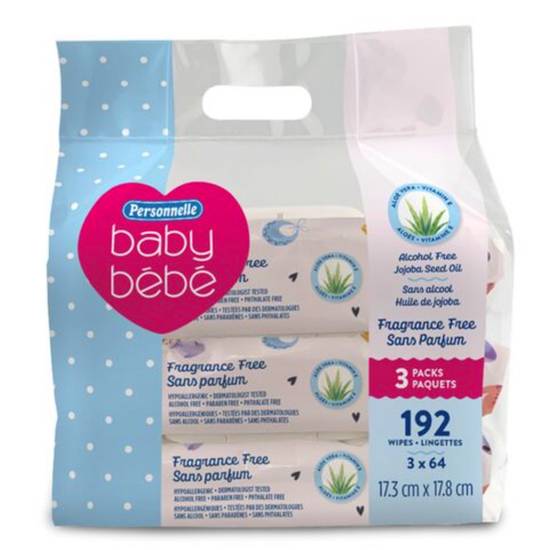 Personnelle non-parfumé (192 un) - unscented baby wipes (192 units)