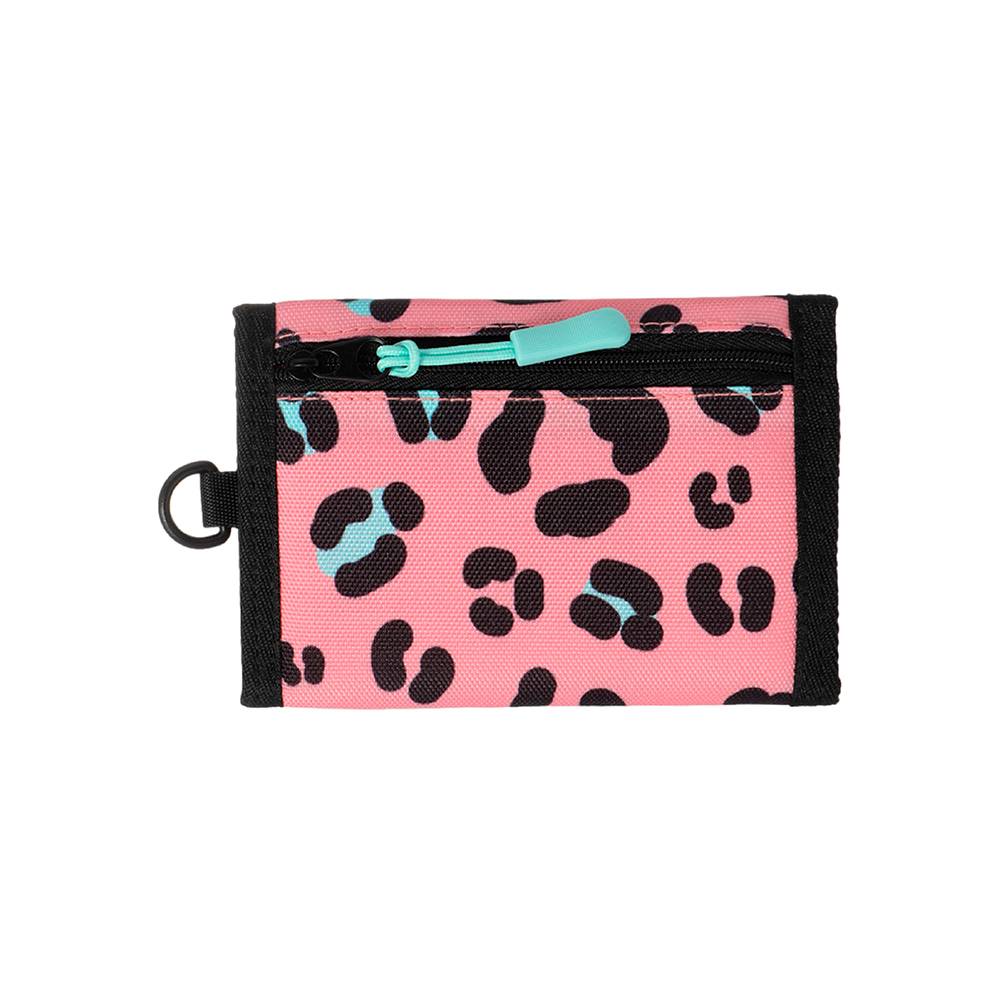 Cartera Para Mujer Estampado De Leopardo Textil Coral 13x9x1 cm