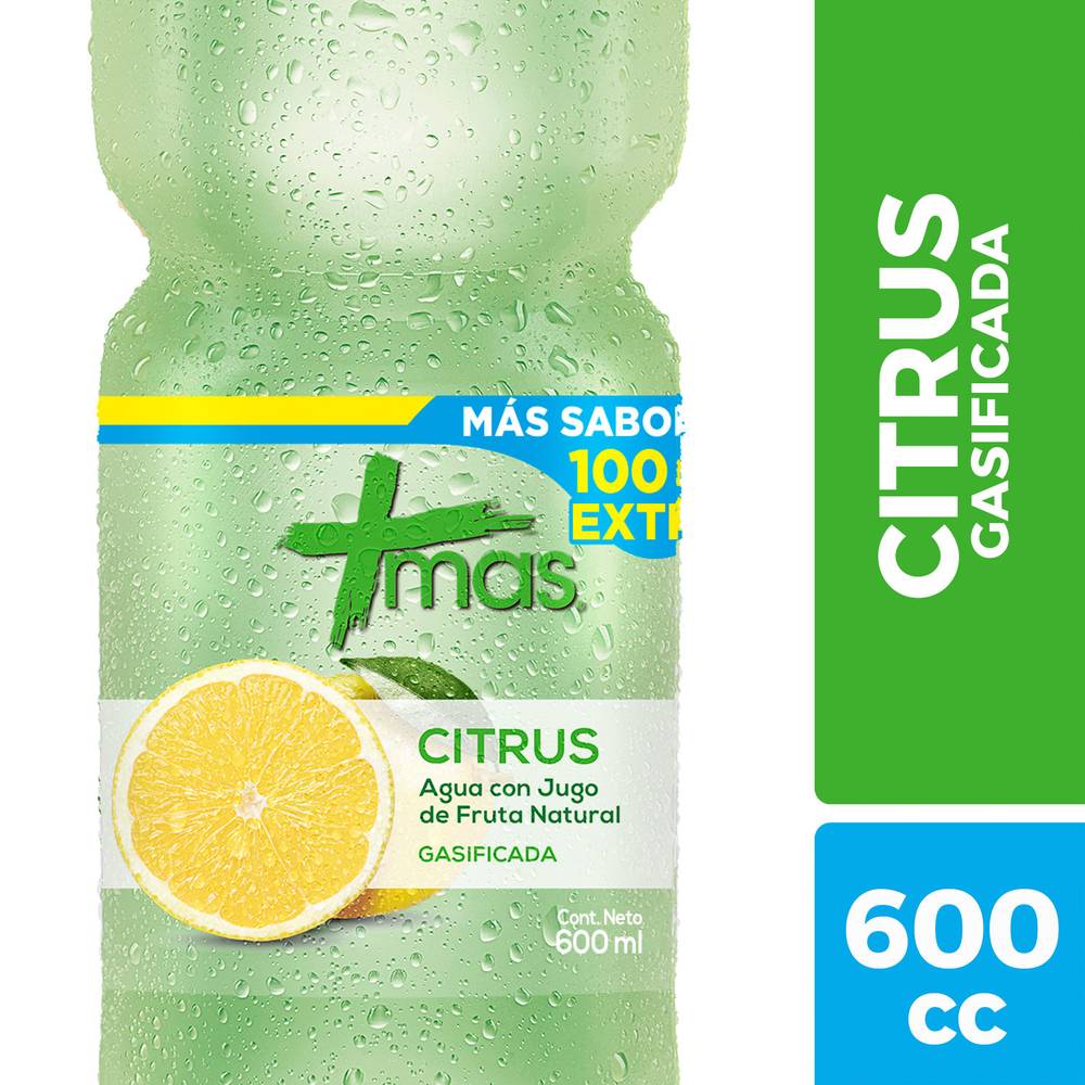 Mas agua saborizada con gas citrus (botella 600 ml)
