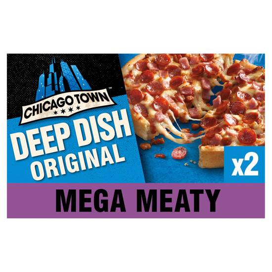 Frozen Chicago Town Fully Loaded Deep Dish Mega Meaty Pizzas 2x157g