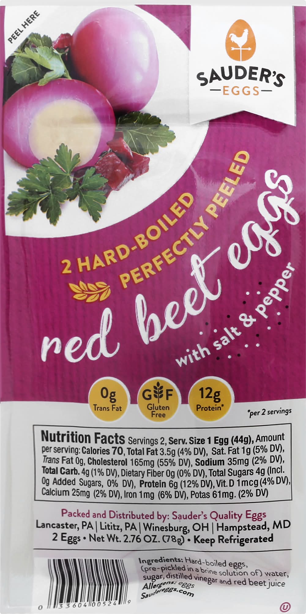 Sauder's Eggs Red Beet With Salt & Pepper Fresh Eggs (2.76 oz)