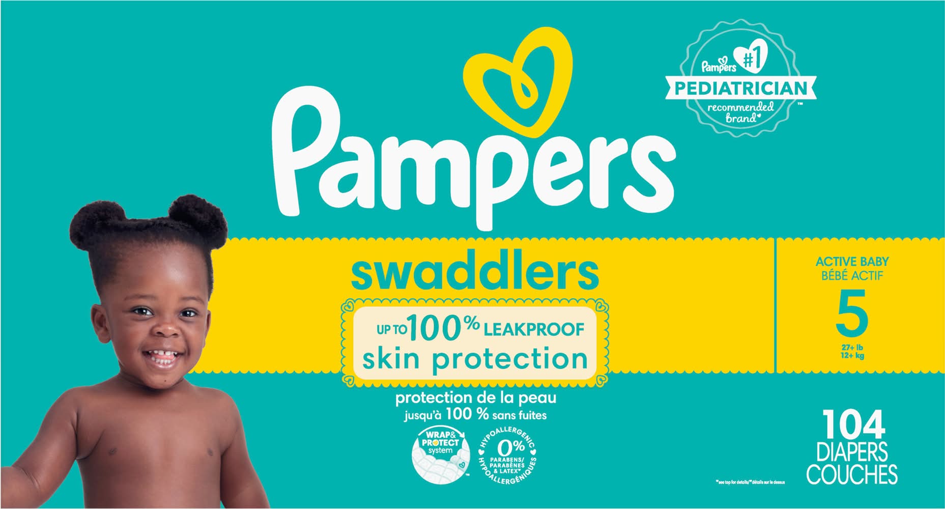 Pampers Swaddlers Soft & Absorbent Baby Diapers, 5 (104 ct)
