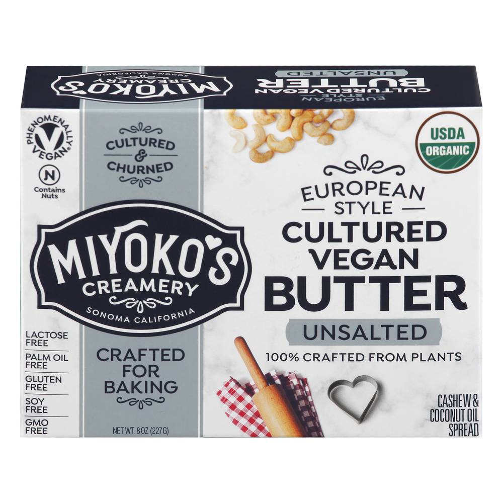 Miyoko's Creamery European Style Cultured Vegan Butter, Unsalted (8 oz)