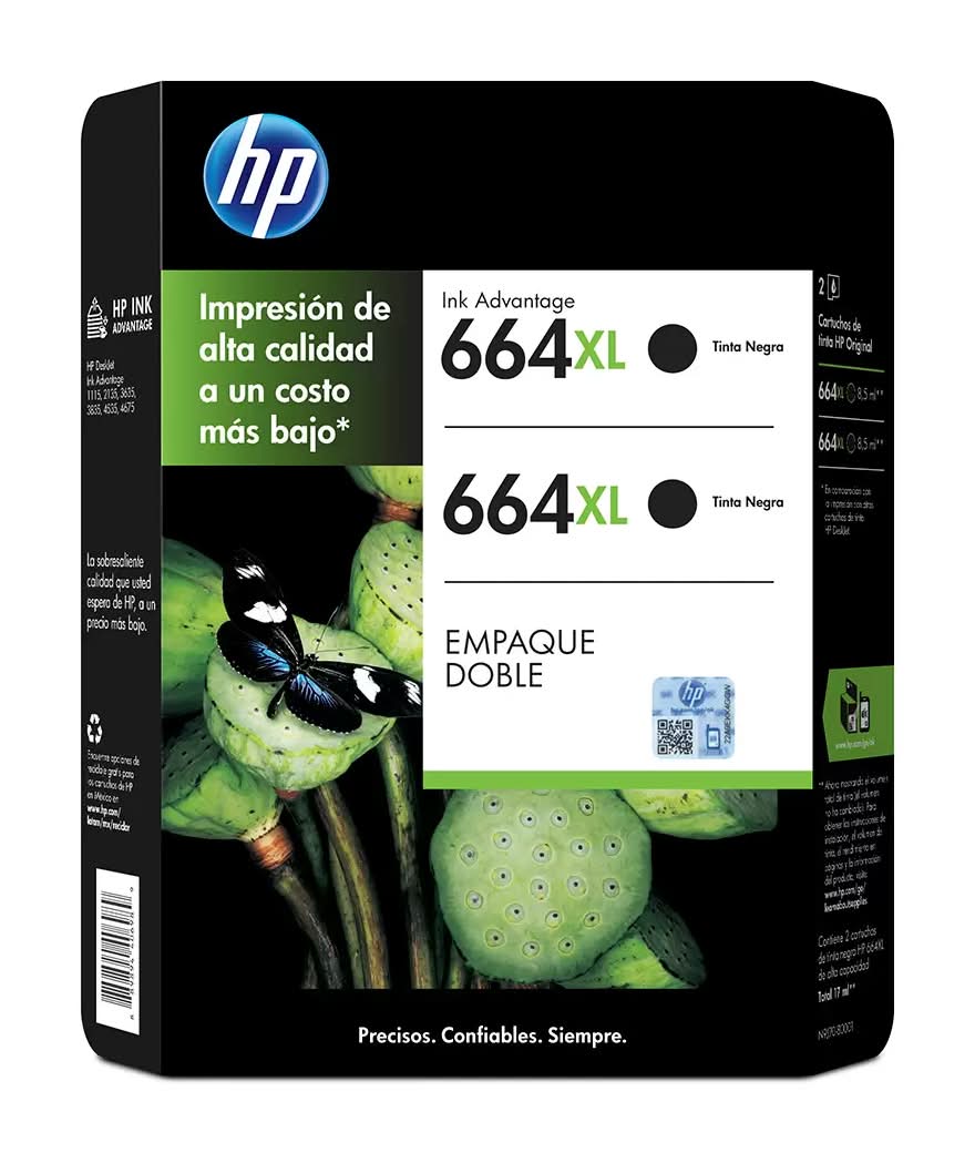 HP · Cartucho 664 xl negro 2 piezas hewlett packard (575,18 g)
