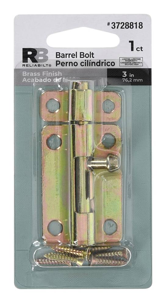 RELIABILT 3-in Polished brass Steel Barrel Bolt | 605787