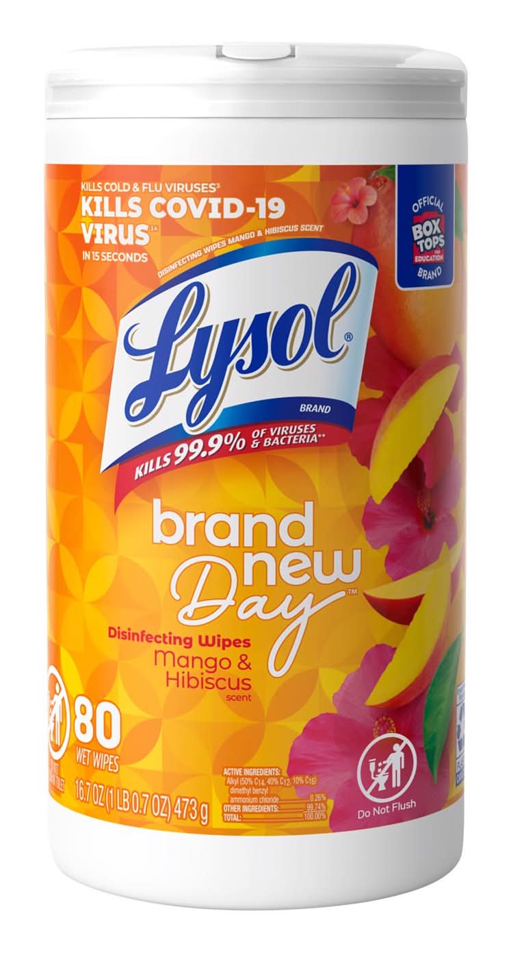 Lysol Brand New Day Mango & Hibiscus Scent Disinfecting Wipes 80 Ct 1 Pk