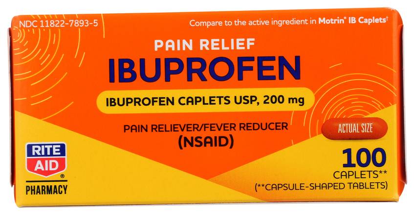 Rite Aid Junior Strength Ibuprofen Tablets Orange (100 ct)