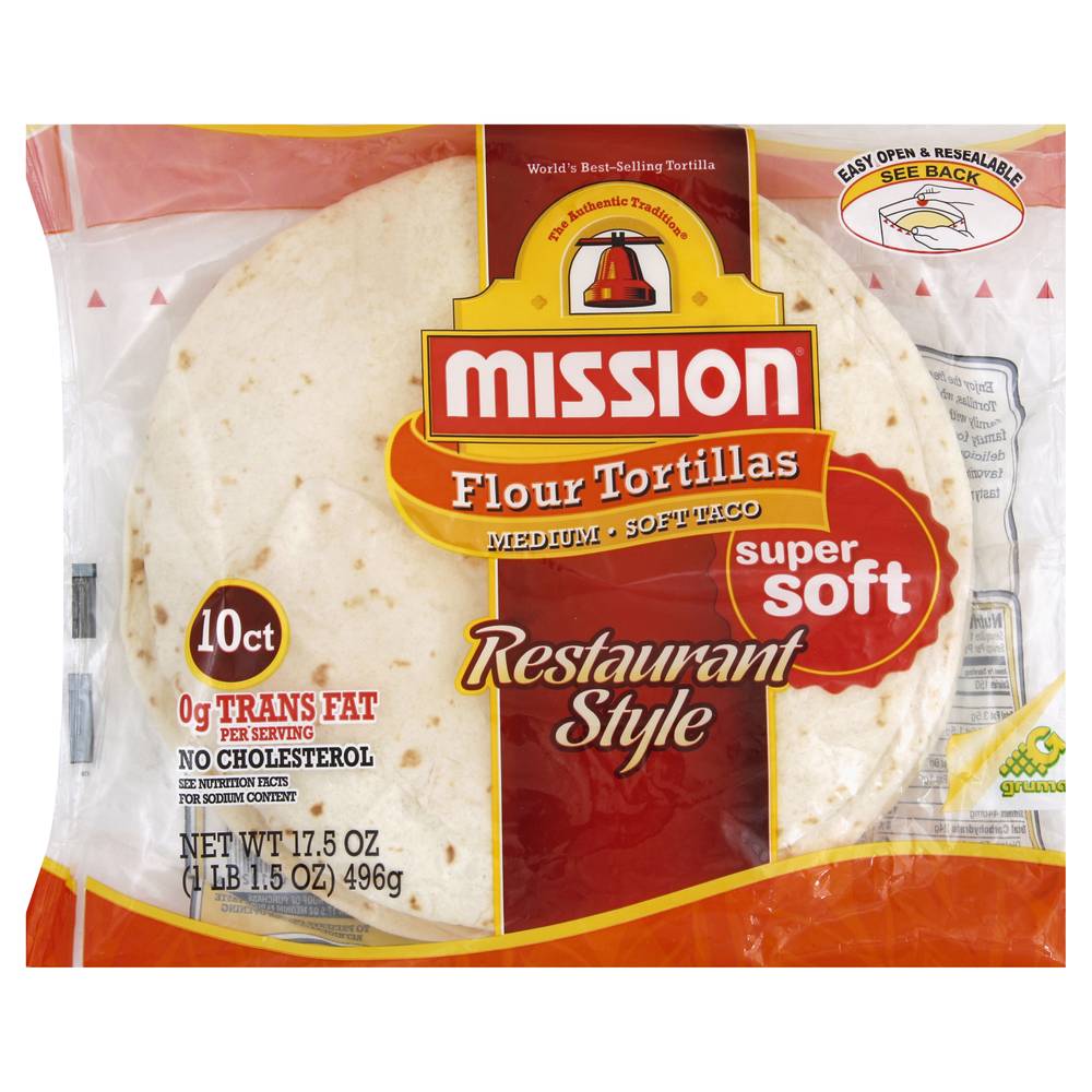 Mission Restaurant Style Medium Flour Tortillas (17.5 oz, 10 ct)