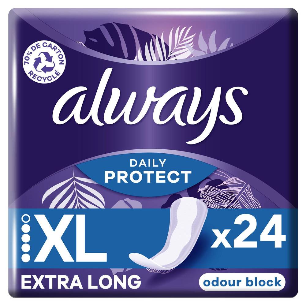 Always - Dailies protect protège slip long+technologie odour block (24 pièces)
