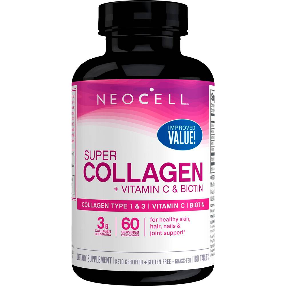 Neocell Super Collagen With Vitamin C And Biotin, Tablet, 180 Count, 1 Bottle