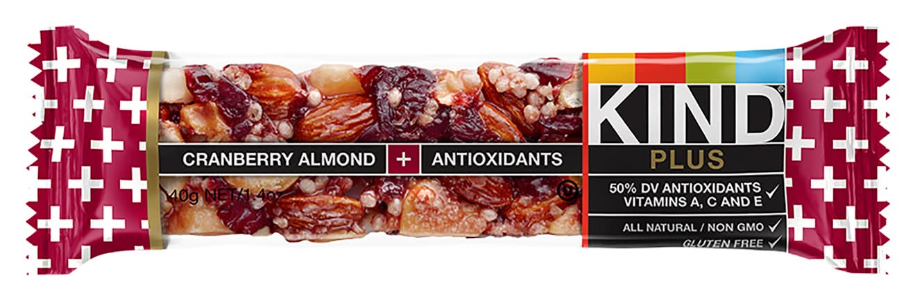 Kind Plus Cranberry Almond Granola Bar 1.4 Oz Packet