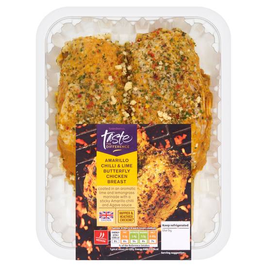 Sainsbury's Amarillo & Lime Butterfly British Chicken Breast, Taste the Difference 535g