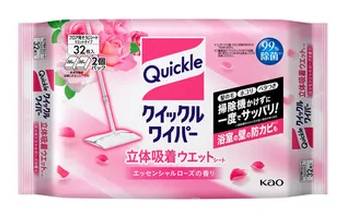 クイックル ワイパー 立体吸着ウエットシート - エッセンシャルローズの香り (16 入 x 2)