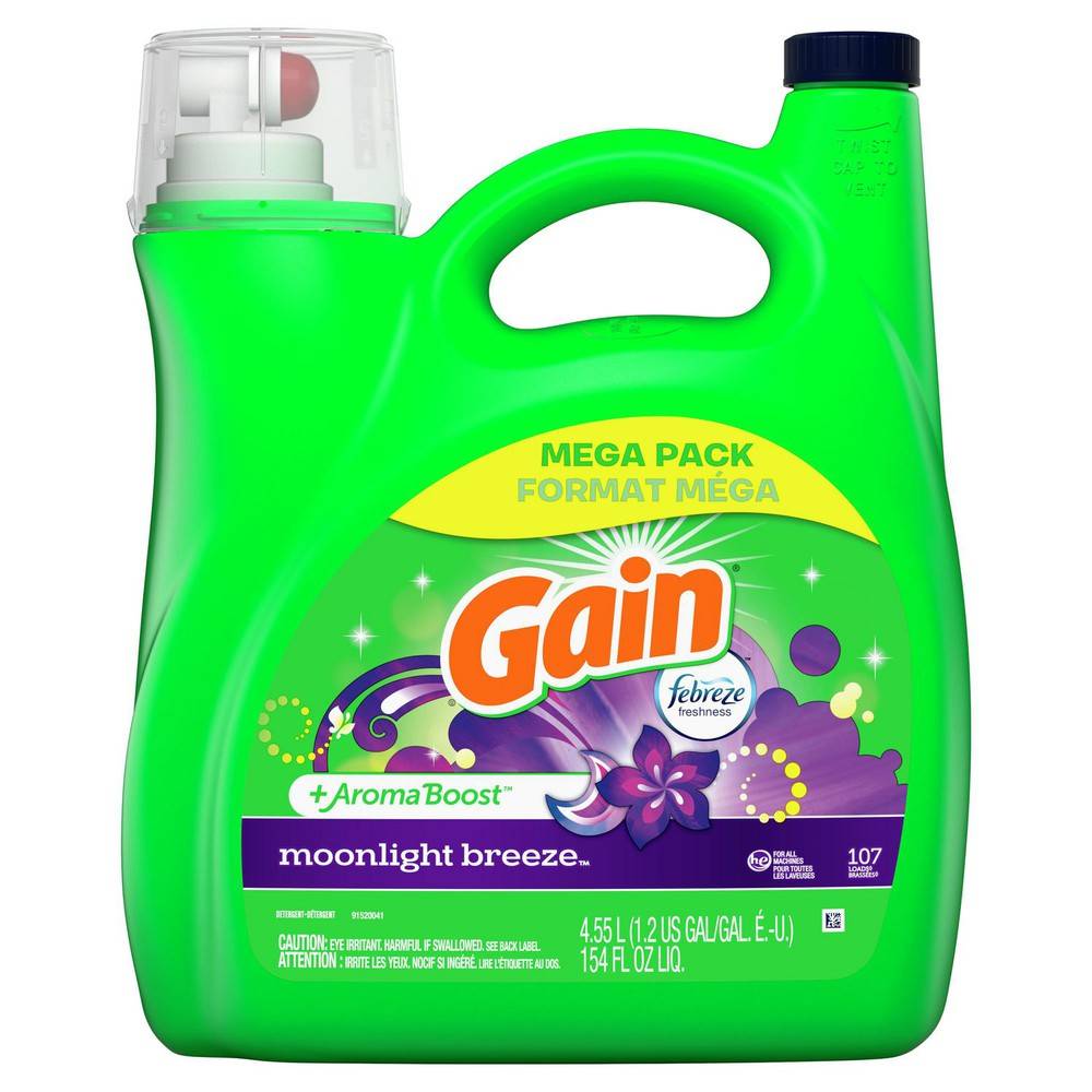 Gain aromaboost he liquid detergent moonlight breeze (4.55 l)