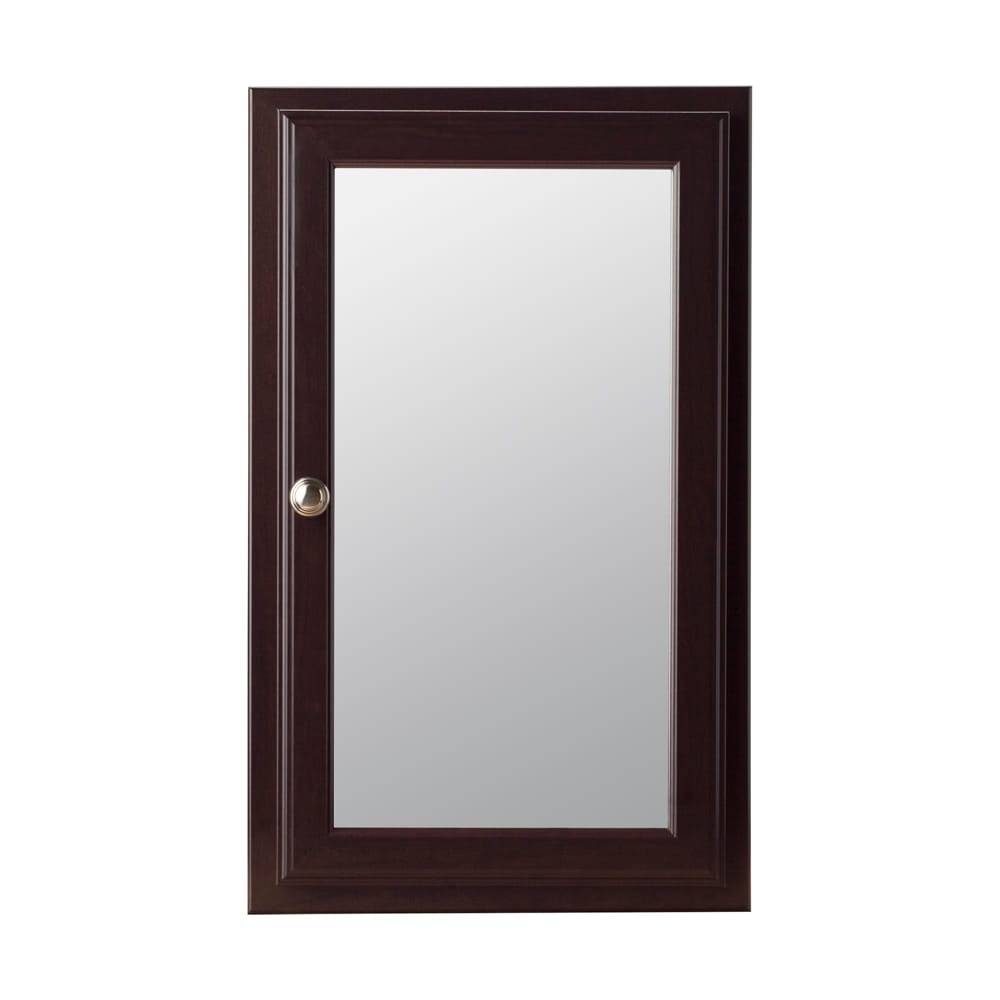 Style Selections 15.75-in x 25.75-in Surface/Recessed Mount Java Mirrored Medicine Cabinet | 33816