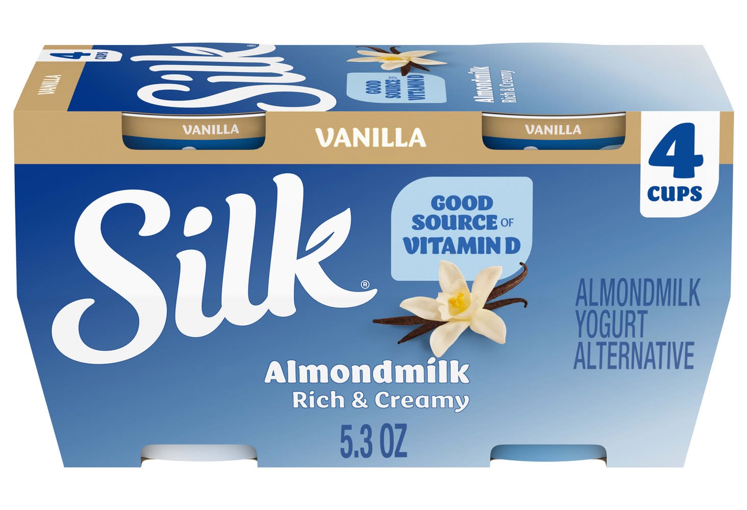 Silk Dairy-Free Almond Milk Yogurt Alternative, Vanilla (21.2 oz, 4 ct)