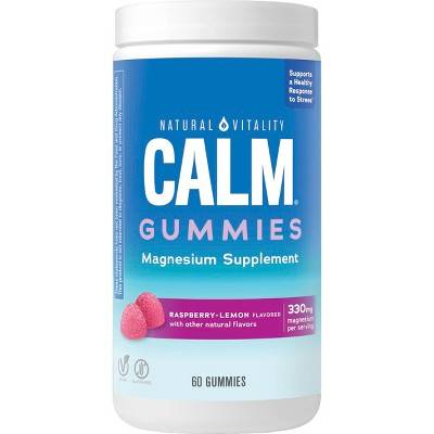 Natural Vitality Calm Anti-Stress Gummies, Raspberry-Lemon, Gluten Free (60 ct)