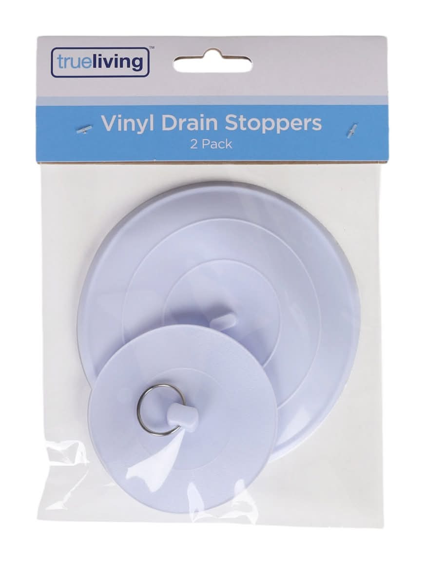 True Living White Vinyl Drain Stoppers 2 Pk