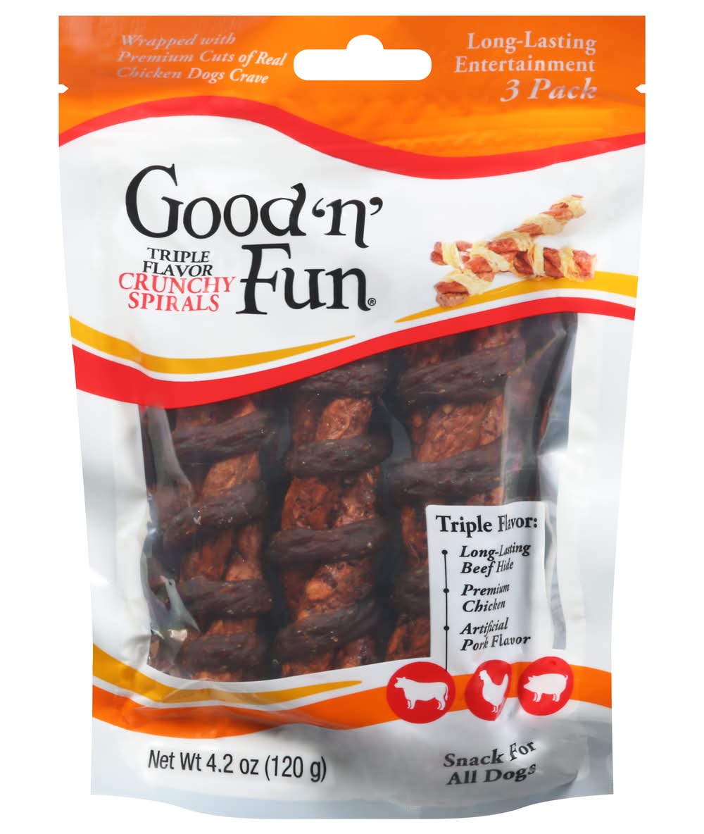 Good 'n' Fun Crunchy Spirals Triple Flavor Dog Snack