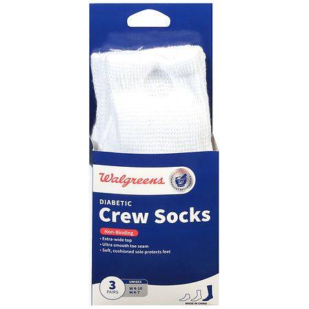Walgreens Diabetic Crew Socks For Women (white 6-10)