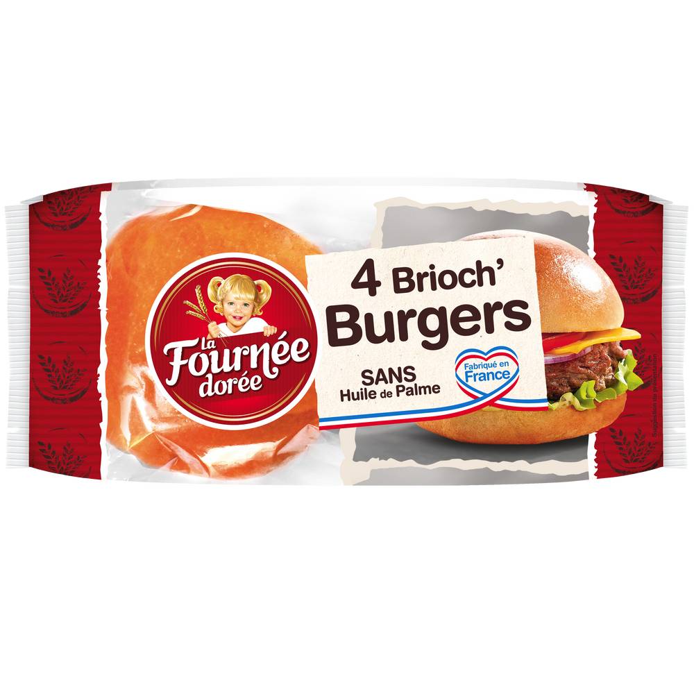 La Fournée dorée - Pain burger brioché (4 pièces)