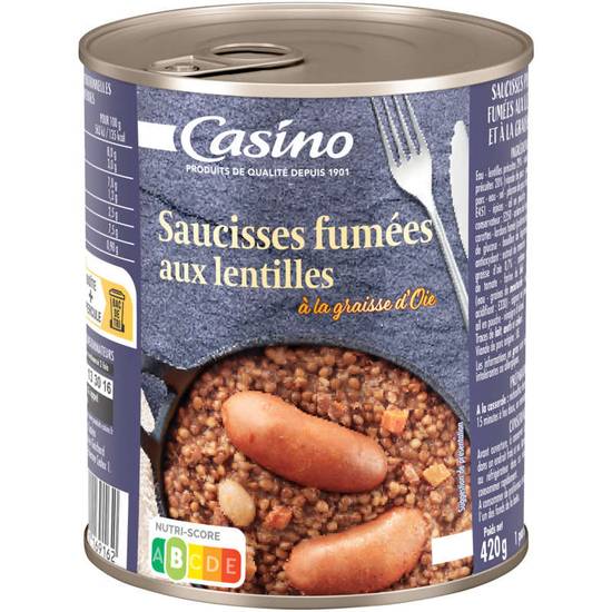 CASINO - Saucisses aux lentilles - 420g
