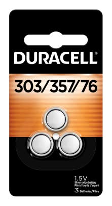 Duracell® 303/357 Silver Oxide Button Batteries, Pack of 3