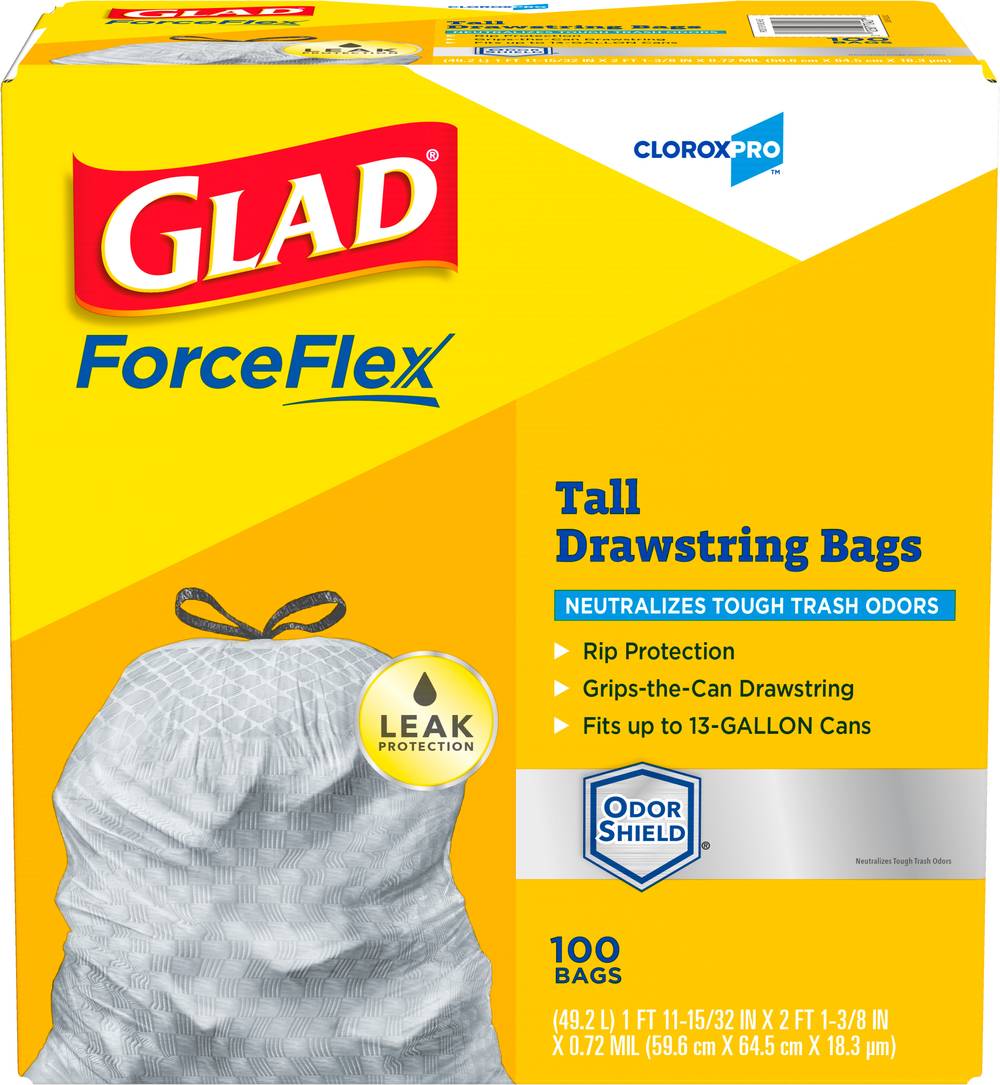 Glad Forceflex 13 Gallon Tall Drawstring Bags (100 ct)
