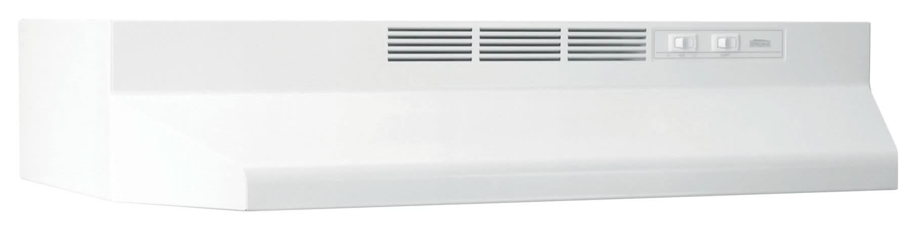 Broan 30 inch Ductless Recirculating White Under Cabinet Range Hood with Charcoal Filter