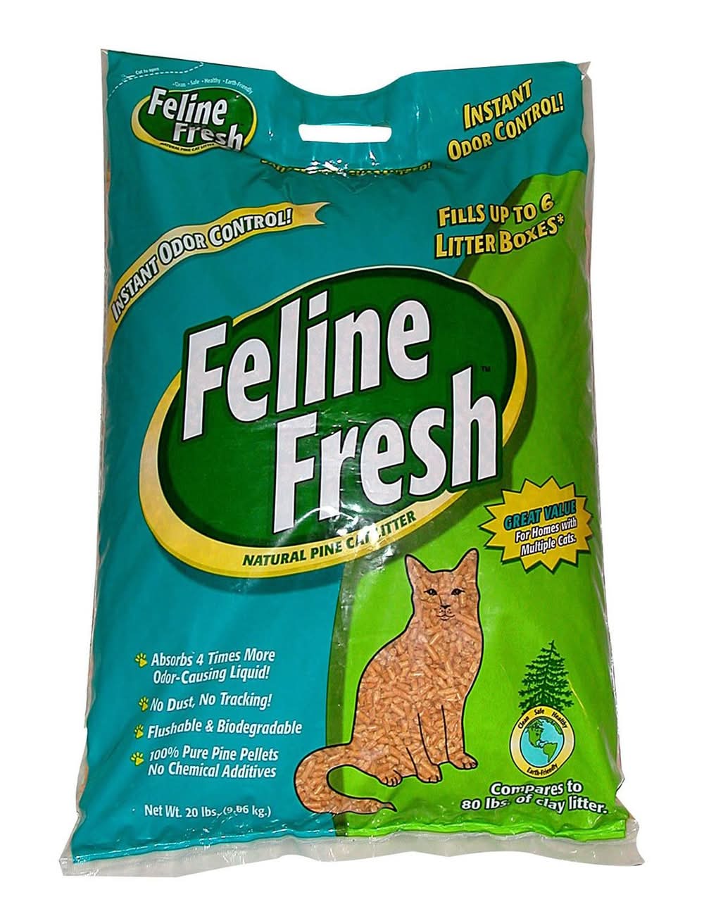 Feline Fresh Natural Softwood Non-Clumping Pellet Cat Litter, 40 lb