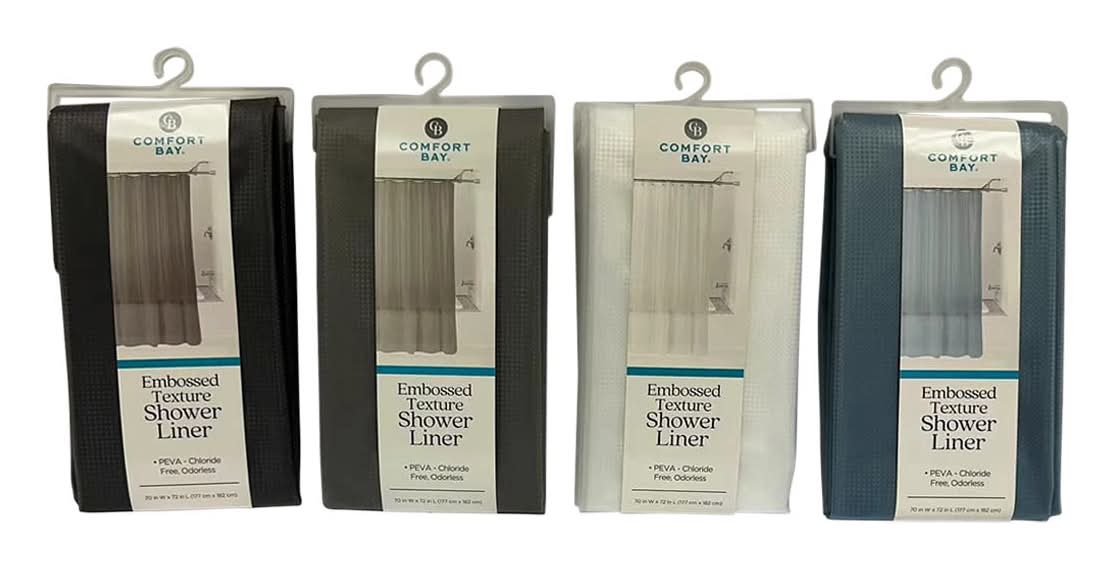 Comfort Bay Embossed Texture Shower Curtain Liner Assorted