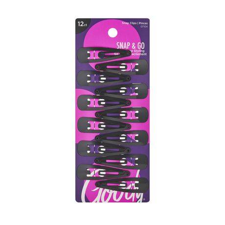 Goody Metal Contour Snap Clips, Black (12 ct)