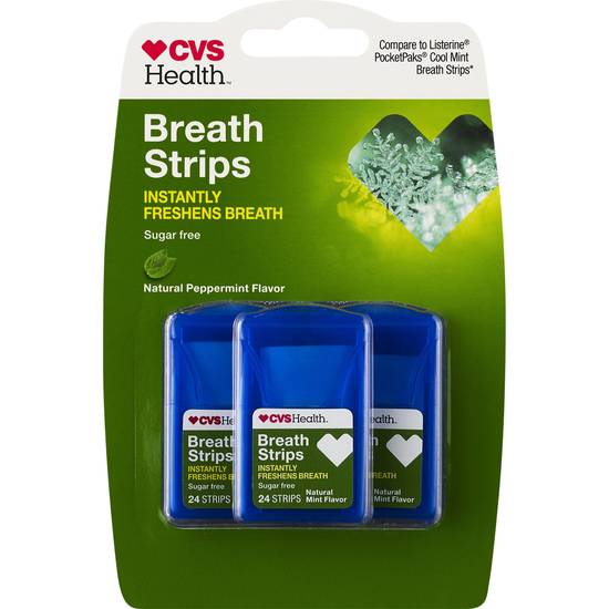 CVS Health Sugar Free Breath Strips, Peppermint, 3 CT