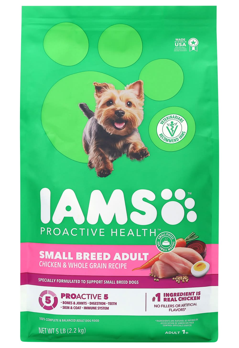 Iams Proactive Health Dry Dog Food, Chicken & Whole Grain, Small Breed-Adult 1+ (5 lbs)