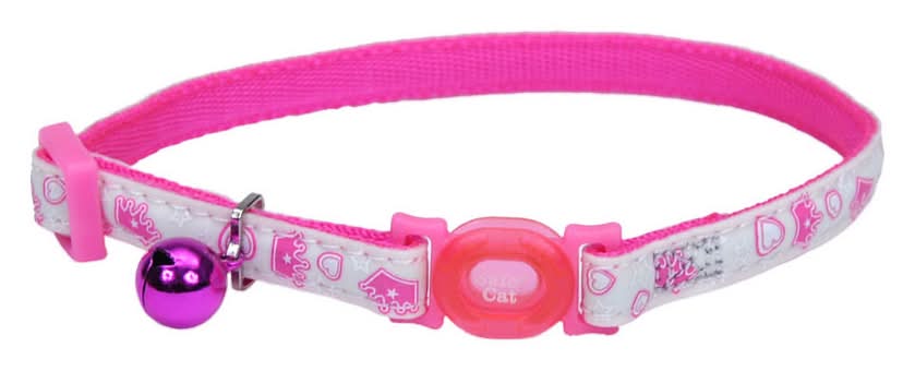 Coastal Safe Cat Glow in the Dark Adjustable Breakaway Collar, 3/8 in, Glowing Pink Queen