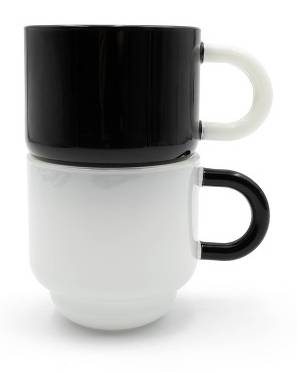 Bullseye's Playground 25Oz Glass Mugs, Black-White (2 ct)