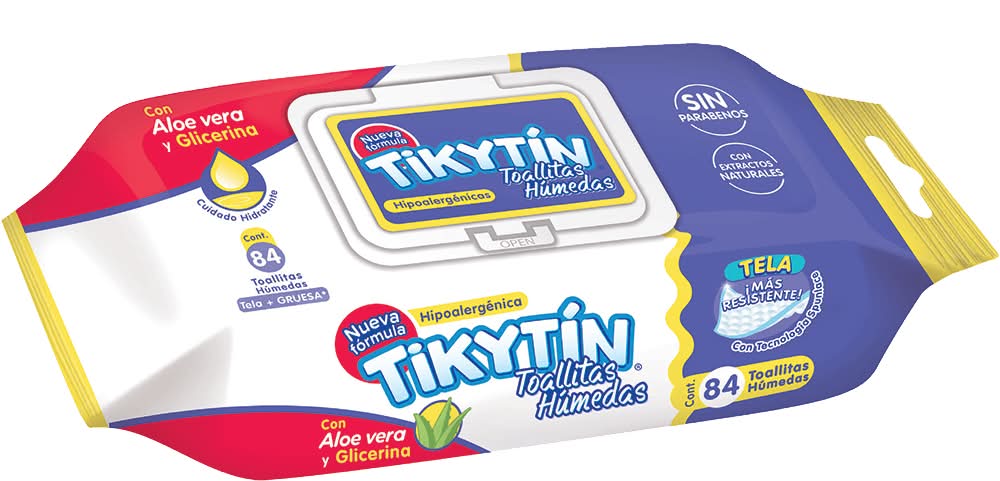 Tikytín · Toallitas húmedas hipoalargénicas con aloe vera y glicerina (100 g)