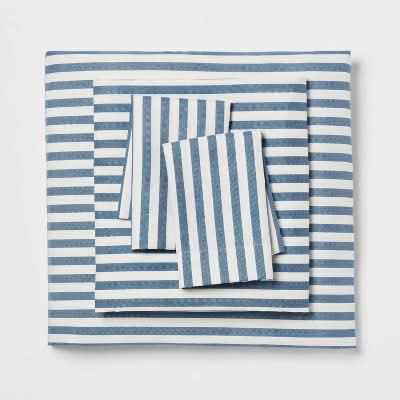 Room Essentials Microfiber Sheet Set, Queen, Blue Stripe